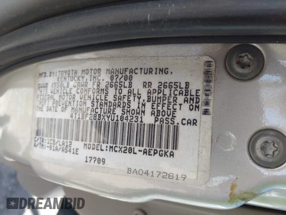 ✅ 2000 Toyota Avalon XL • VIN: 4T1BF28BXYU104231 • Lot: 42231268. Wystawiony na IAAI z przebiegiem 173 219 mil. Bezpłatny archiwum sprzedaży aukcyjnych z USA i szczegółowy raport historii pojazdu na DreamBid. Zdjęcie 9.