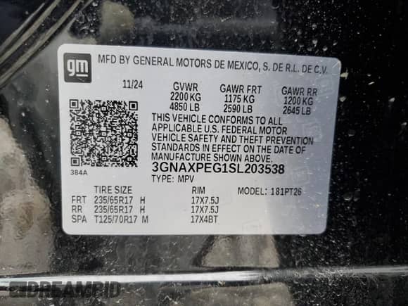 2025 Chevrolet Equinox AWD LT с VIN 3GNAXPEG1SL203538, выставлен на аукционе Copart как лот 51899925 с пробегом 3 426 миль миль и Чистый • Clean title. История ставок и продаж доступна на DreamBid. Изображение 14.