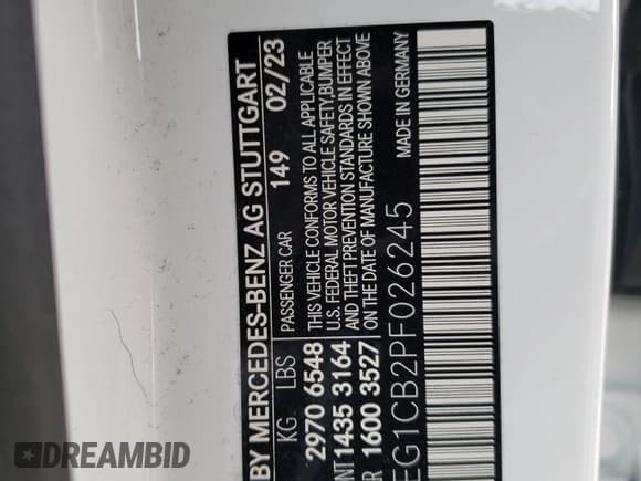 ✅ 2023 Mercedes-Benz EQE 350 • VIN: W1KEG1CB2PF026245 • Lot: 47941284. Wystawiony na Copart z przebiegiem Nie podano. Bezpłatny archiwum sprzedaży aukcyjnych z USA i szczegółowy raport historii pojazdu na DreamBid. Zdjęcie 12.