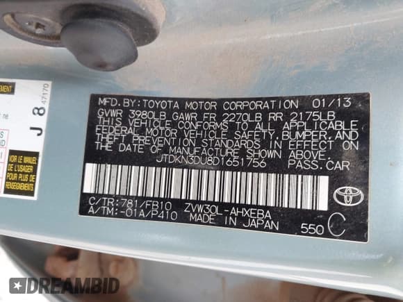 ✅ 2013 Toyota Prius Three • VIN: JTDKN3DU8D1651756 • Lot: 43626019. Wystawiony na IAAI z przebiegiem 214 979 mil. Bezpłatny archiwum sprzedaży aukcyjnych z USA i szczegółowy raport historii pojazdu na DreamBid. Zdjęcie 9.