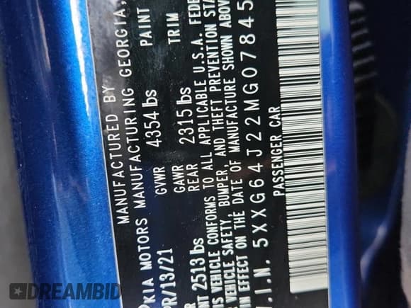 ✅ 2021 Kia K5 GT-Line • VIN: 5XXG64J22MG078451 • Lot: 81630405. Listed on Copart with 89,546 mi. Free auction sales archive from the USA and detailed vehicle history report at DreamBid. Image 13.