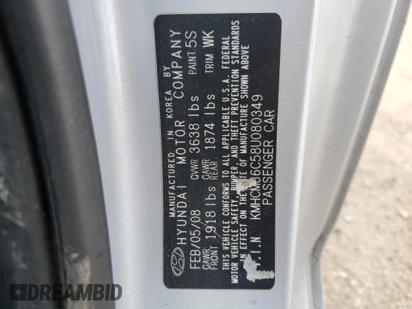 ✅ 2008 Hyundai Accent GS • VIN: KMHCM36C58U080349 • Лот: 83493234. Опубликован ранее на Copart с пробегом 127 714 миль. Бесплатный доступ к архиву аукционных продаж из США и подробный отчёт об истории автомобиля на DreamBid. Изображение 14.