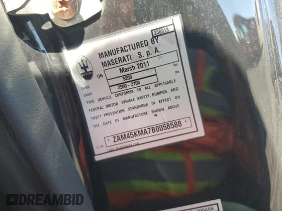 ✅ 2011 Maserati GranTurismo • VIN: ZAM45KMA7B0058588 • Лот: 47044555. Опубликован ранее на Copart с пробегом 53 051 миль. Бесплатный доступ к архиву аукционных продаж из США и подробный отчёт об истории автомобиля на DreamBid. Изображение 12.