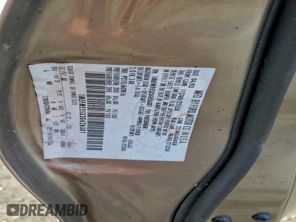 ✅ 2003 Mercury Sable LS Premium • VIN: 1MEFM55SX3G626381 • Lot: 94824895. Listed on Copart with 105,484 mi. Free auction sales archive from the USA and detailed vehicle history report at DreamBid. Image 12.