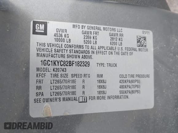 ✅ 2011 Chevrolet Silverado 2500HD LTZ • VIN: 1GC1KYC82BF182329 • Lot: 42696193. Listed on IAAI with 211,191 mi. Free auction sales archive from the USA and detailed vehicle history report at DreamBid. Image 9.