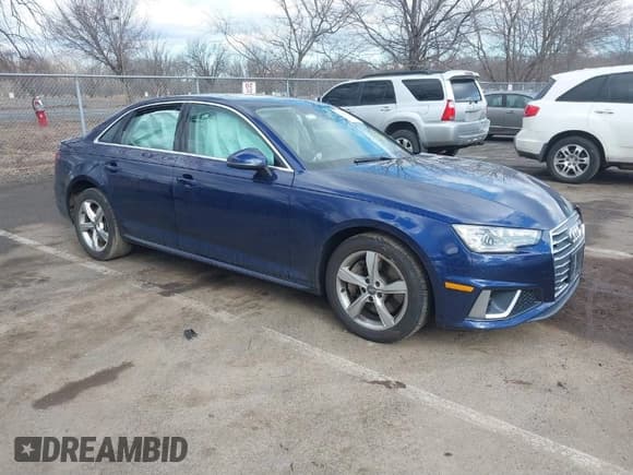 ✅ 2019 Audi A4 Premium • VIN: WAUDNAF45KA022217 • Lot: 41676558. Listed on IAAI with 62,881 mi. Free auction sales archive from the USA and detailed vehicle history report at DreamBid. Image 1.