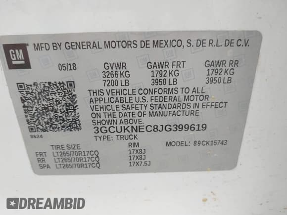 ✅ 2018 Chevrolet Silverado 1500 Work Truck • VIN: 3GCUKNEC8JG399619 • Лот: 41902968. Опубликован ранее на IAAI с пробегом 125 171 миль. Бесплатный доступ к архиву аукционных продаж из США и подробный отчёт об истории автомобиля на DreamBid. Изображение 9.