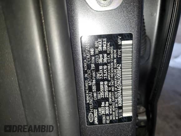 2022 Hyundai Ioniq 5 Limited with VIN KM8KR4AE0NU068942, listed as a Copart auction lot 83960345 with 28,343 mi miles and Salvage title. Bid and sale history available at DreamBid. Image 14.