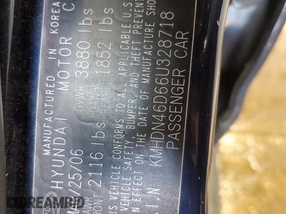 ✅ 2006 Hyundai Elantra GLS • VIN: KMHDN46D66U328718 • Lot: 58770475. Wystawiony na Copart z przebiegiem 119 588 mil. Bezpłatny archiwum sprzedaży aukcyjnych z USA i szczegółowy raport historii pojazdu na DreamBid. Zdjęcie 12.