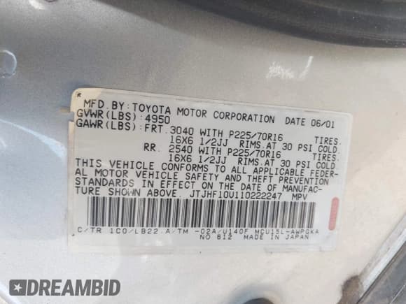 ✅ 2001 Lexus RX 300 • VIN: JTJHF10U110222247 • Lot: 43550397. Wystawiony na IAAI z przebiegiem 182 578 mil. Bezpłatny archiwum sprzedaży aukcyjnych z USA i szczegółowy raport historii pojazdu na DreamBid. Zdjęcie 9.