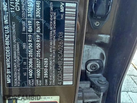 ✅ 2012 Mercedes-Benz M 350 • VIN: 4JGDA5HB2CA026708 • Лот: 95970435. Опубликован ранее на Copart с пробегом 120 027 миль. Бесплатный доступ к архиву аукционных продаж из США и подробный отчёт об истории автомобиля на DreamBid. Изображение 10.