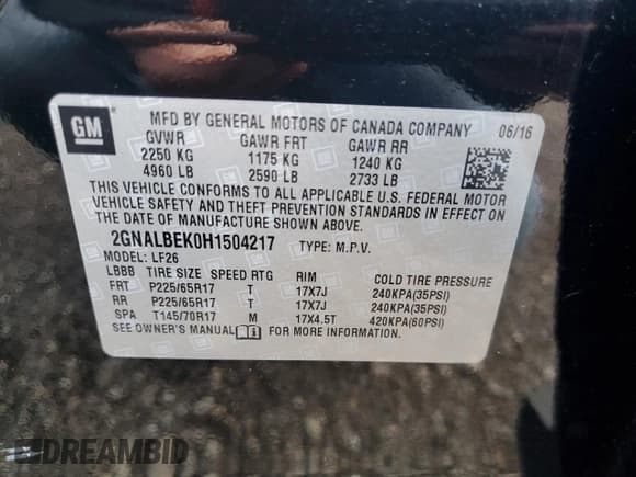 ✅ 2017 Chevrolet Equinox LS • VIN: 2GNALBEK0H1504217 • Лот: 55888194. Опубликован ранее на Copart с пробегом 99 455 миль. Бесплатный доступ к архиву аукционных продаж из США и подробный отчёт об истории автомобиля на DreamBid. Изображение 12.