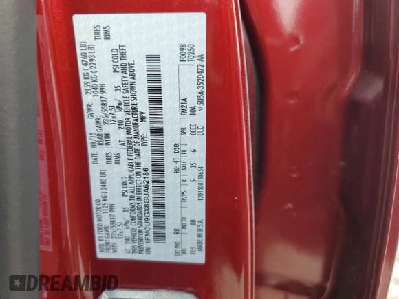 ✅ 2016 Ford Escape SE • VIN: 1FMCU9GX8GUA62186 • Лот: 93554935. Опубликован ранее на Copart с пробегом 55 659 миль. Бесплатный доступ к архиву аукционных продаж из США и подробный отчёт об истории автомобиля на DreamBid. Изображение 14.