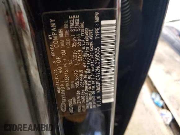 ✅ 2022 Hyundai Tucson SEL Convenience • VIN: KM8JFCA12NU050535 • Lot: 37925774. Wystawiony na Copart z przebiegiem 25 492 mil. Bezpłatny archiwum sprzedaży aukcyjnych z USA i szczegółowy raport historii pojazdu na DreamBid. Zdjęcie 12.