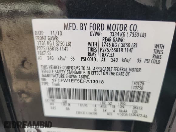 ✅ 2014 Ford F-150 XLT • VIN: 1FTFW1EF5EFA13018 • Лот: 92714175. Опубликован ранее на Copart с пробегом 142 657 миль. Бесплатный доступ к архиву аукционных продаж из США и подробный отчёт об истории автомобиля на DreamBid. Изображение 12.