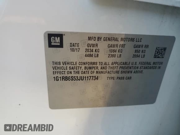 ✅ 2018 Chevrolet Volt Premier • VIN: 1G1RB6S53JU117734 • Lot: 81877124. Wystawiony na Copart z przebiegiem 85 076 mil. Bezpłatny archiwum sprzedaży aukcyjnych z USA i szczegółowy raport historii pojazdu na DreamBid. Zdjęcie 12.