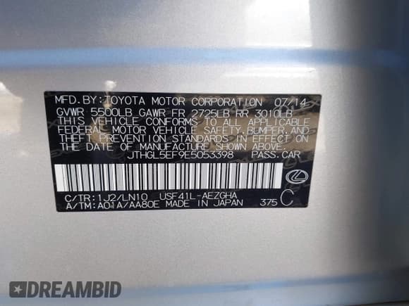 ✅ 2014 Lexus LS 460 L • VIN: JTHGL5EF9E5053398 • Лот: 43696263. Опубликован ранее на IAAI с пробегом 117 545 миль. Бесплатный доступ к архиву аукционных продаж из США и подробный отчёт об истории автомобиля на DreamBid. Изображение 9.