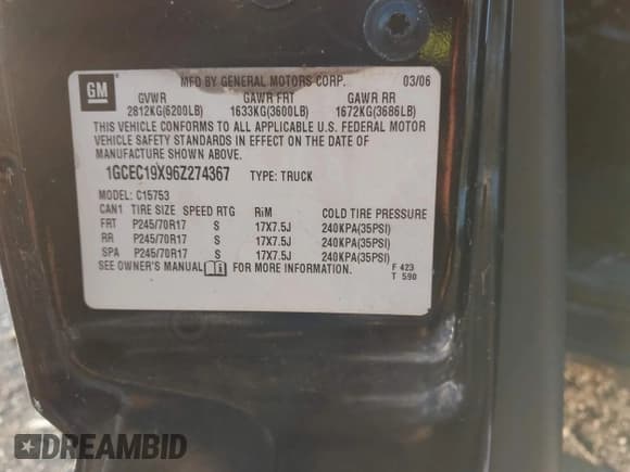 ✅ 2006 Chevrolet Silverado 1500 Work Truck • VIN: 1GCEC19X96Z274367 • Lot: 43838052. Wystawiony na IAAI z przebiegiem 206 517 mil. Bezpłatny archiwum sprzedaży aukcyjnych z USA i szczegółowy raport historii pojazdu na DreamBid. Zdjęcie 9.