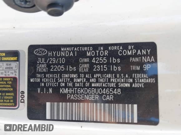 2011 Hyundai Genesis Coupe Premium z VIN KMHHT6KD6BU046548, wystawiony jako IAAI lot #42793240 z przebiegiem 161 593 mil mil oraz . Historia ofert i sprzedaży dostępna na DreamBid. Obrazek 9.