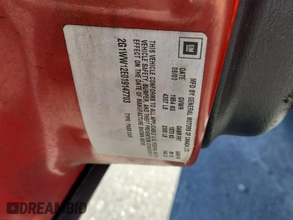 ✅ 2001 Chevrolet Monte Carlo LS • VIN: 2G1WW12E019147703 • Lot: 71121025. Listed on Copart with Not provided. Free auction sales archive from the USA and detailed vehicle history report at DreamBid. Image 12.