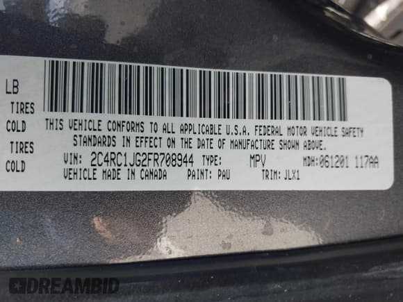 ✅ 2015 Chrysler Town & Country Limited • VIN: 2C4RC1JG2FR708944 • Lot: 42237880. Listed on IAAI with 91,320 mi. Free auction sales archive from the USA and detailed vehicle history report at DreamBid. Image 9.