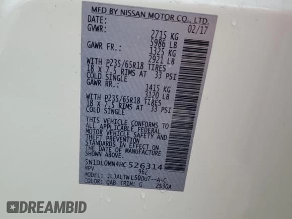 ✅ 2017 Infiniti QX60 • VIN: 5N1DL0MN4HC526314 • Лот: 71783845. Опубликован ранее на Copart с пробегом 67 712 миль. Бесплатный доступ к архиву аукционных продаж из США и подробный отчёт об истории автомобиля на DreamBid. Изображение 13.