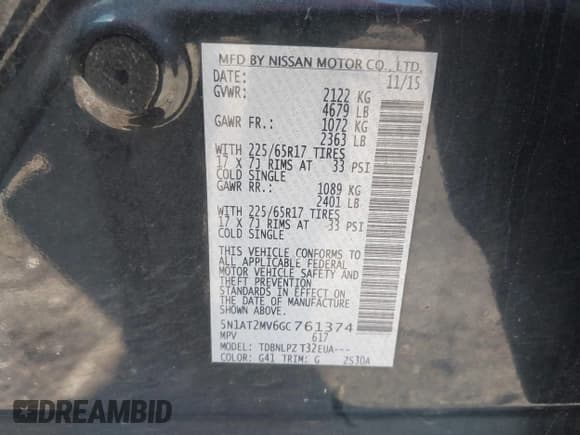 ✅ 2016 Nissan Rogue SL • VIN: 5N1AT2MV6GC761374 • Лот: 43425859. Опубликован ранее на IAAI с пробегом 200 611 миль. Бесплатный доступ к архиву аукционных продаж из США и подробный отчёт об истории автомобиля на DreamBid. Изображение 9.