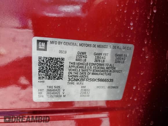 2019 Chevrolet Blazer Premier with VIN 3GNKBFRS6KS666535, listed as a Copart auction lot 62026324 with 31,744 mi miles and Salvage title. Bid and sale history available at DreamBid. Image 13.