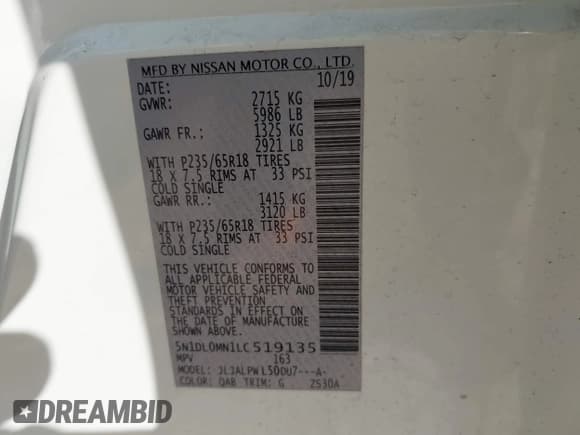 ✅ 2020 Infiniti QX60 Pure • VIN: 5N1DL0MN1LC519135 • Лот: 42565585. Опубликован ранее на IAAI с пробегом 67 133 миль. Бесплатный доступ к архиву аукционных продаж из США и подробный отчёт об истории автомобиля на DreamBid. Изображение 9.