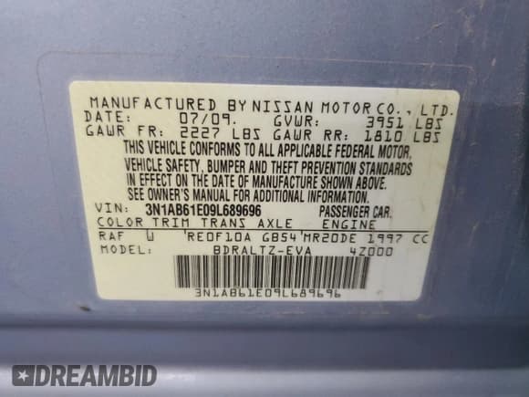 ✅ 2009 Nissan Sentra S • VIN: 3N1AB61E09L689696 • Lot: 89920095. Wystawiony na Copart z przebiegiem 142 511 mil. Bezpłatny archiwum sprzedaży aukcyjnych z USA i szczegółowy raport historii pojazdu na DreamBid. Zdjęcie 12.