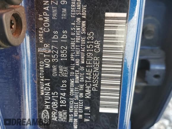 ✅ 2015 Hyundai Accent GLS • VIN: KMHCT4AE1FU915135 • Lot: 72539944. Wystawiony na Copart z przebiegiem 110 656 mil. Bezpłatny archiwum sprzedaży aukcyjnych z USA i szczegółowy raport historii pojazdu na DreamBid. Zdjęcie 14.