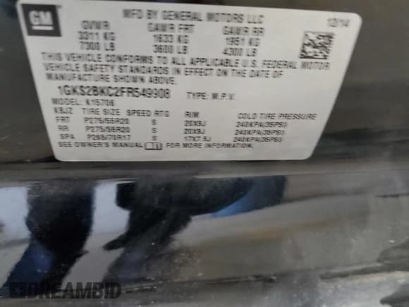 ✅ 2015 GMC Yukon SLT • VIN: 1GKS2BKC2FR549908 • Lot: 82403375. Wystawiony na Copart z przebiegiem 186 603 mil. Bezpłatny archiwum sprzedaży aukcyjnych z USA i szczegółowy raport historii pojazdu na DreamBid. Zdjęcie 13.