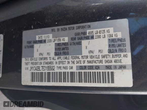 ✅ 2014 Mazda 5 Sport • VIN: JM1CW2BL7E0165582 • Лот: 43326433. Опубликован ранее на IAAI с пробегом 93 974 миль. Бесплатный доступ к архиву аукционных продаж из США и подробный отчёт об истории автомобиля на DreamBid. Изображение 9.