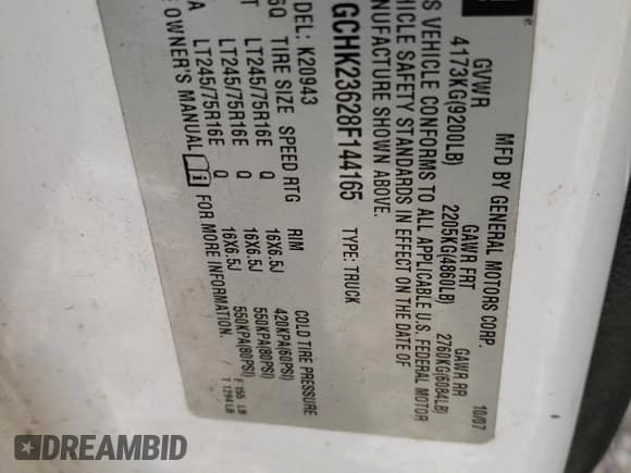 ✅ 2008 Chevrolet Silverado 2500HD Work Truck • VIN: 1GCHK29K18E116738 • Лот: 72018075. Опубликован ранее на Copart с пробегом 185 031 миль. Бесплатный доступ к архиву аукционных продаж из США и подробный отчёт об истории автомобиля на DreamBid. Изображение 13.