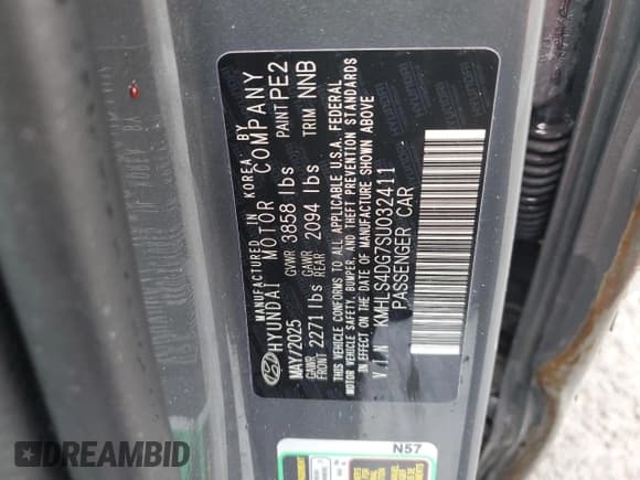 ✅ 2025 Hyundai Elantra SEL Convenience • VIN: KMHLS4DG7SU032411 • Lot: 93052025. Listed on Copart with 12,735 mi. Free auction sales archive from the USA and detailed vehicle history report at DreamBid. Image 12.