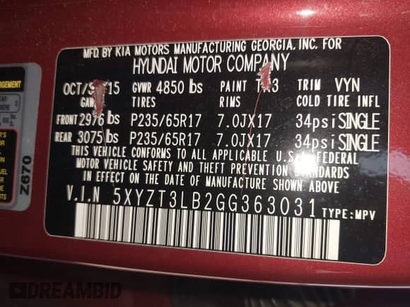 ✅ 2016 Hyundai Santa Fe • VIN: 5XYZT3LB2GG363031 • Lot: 42868870. Wystawiony na IAAI z przebiegiem 118 130 mil. Bezpłatny archiwum sprzedaży aukcyjnych z USA i szczegółowy raport historii pojazdu na DreamBid. Zdjęcie 9.