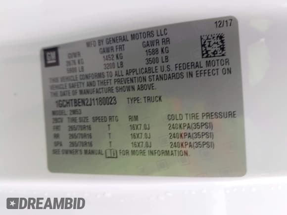 ✅ 2018 Chevrolet Colorado 4WD Work Truck • VIN: 1GCHTBEN2J1180023 • Lot: 42002073. Listed on IAAI with 78,200 mi. Free auction sales archive from the USA and detailed vehicle history report at DreamBid. Image 9.