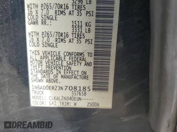 ✅ 2018 Nissan Frontier SV • VIN: 1N6AD0ER2JN708185 • Лот: 84301385. Опубликован ранее на Copart с пробегом 51 281 миль. Бесплатный доступ к архиву аукционных продаж из США и подробный отчёт об истории автомобиля на DreamBid. Изображение 12.