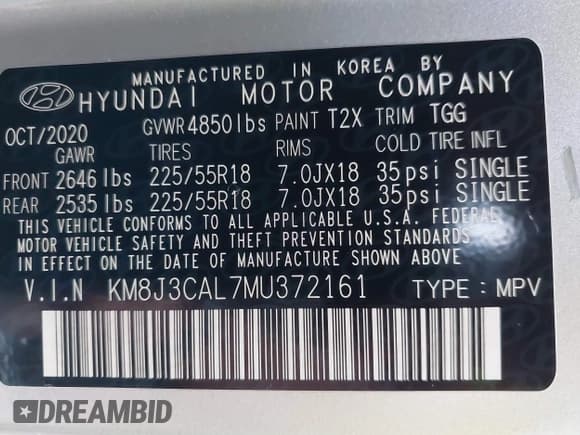 ✅ 2021 Hyundai Tucson Limited • VIN: KM8J3CAL7MU372161 • Лот: 43273281. Опубликован ранее на IAAI с пробегом 35 776 миль. Бесплатный доступ к архиву аукционных продаж из США и подробный отчёт об истории автомобиля на DreamBid. Изображение 9.