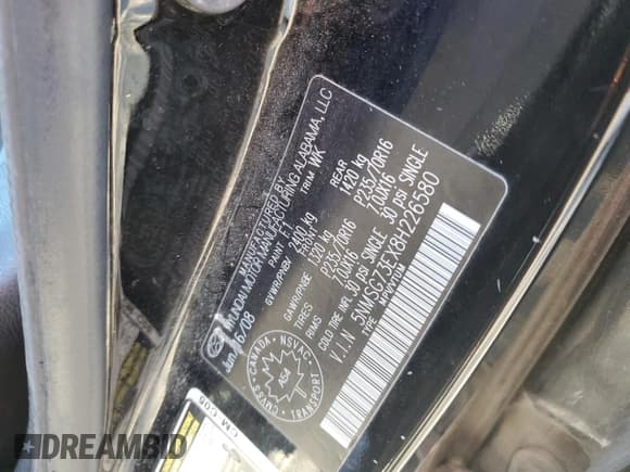 ✅ 2008 Hyundai Santa Fe GL • VIN: 5NMSG73EX8H226580 • Lot: 71614635. Listed on Copart with 397,805 mi. Free auction sales archive from the USA and detailed vehicle history report at DreamBid. Image 13.