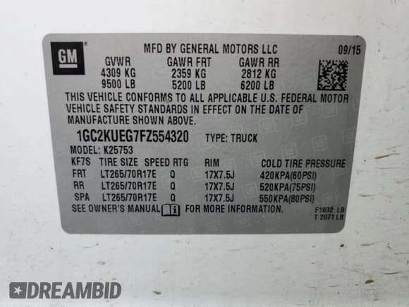 ✅ 2015 Chevrolet Silverado 2500HD Work Truck • VIN: 1GC2KUEG7FZ554320 • Lot: 90840235. Listed on Copart with 203,982 mi. Free auction sales archive from the USA and detailed vehicle history report at DreamBid. Image 12.