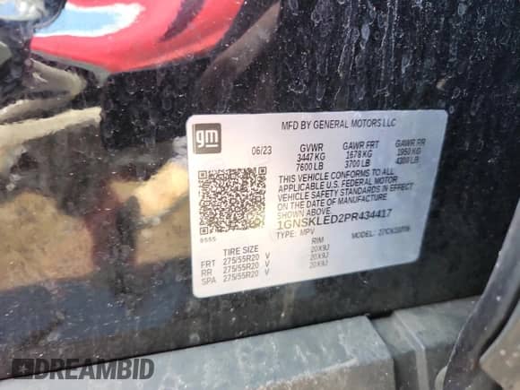 2023 Chevrolet Tahoe Commercial z VIN 1GNSKLED2PR434417, wystawiony jako Copart lot #64286745 z przebiegiem 28 518 mil mil oraz Szkoda całkowita • Salvage title. Historia ofert i sprzedaży dostępna na DreamBid. Obrazek 13.