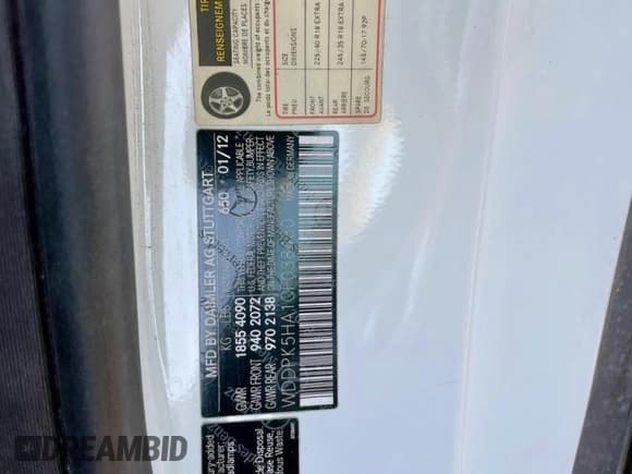 ✅ 2012 Mercedes-Benz SLK 350 • VIN: WDDPK5HA1CF038430 • Лот: 92593535. Опубликован ранее на Copart с пробегом 109 411 миль. Бесплатный доступ к архиву аукционных продаж из США и подробный отчёт об истории автомобиля на DreamBid. Изображение 10.