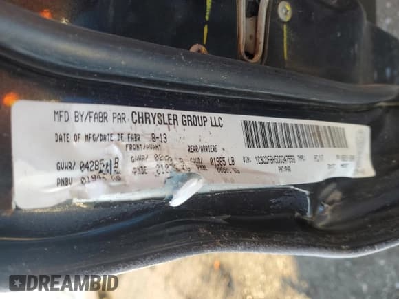 ✅ 2013 Dodge Dart SXT • VIN: 1C3CDFBH5DD347558 • Lot: 89725905. Listed on Copart with Not provided. Free auction sales archive from the USA and detailed vehicle history report at DreamBid. Image 12.