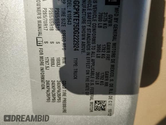 ✅ 2013 Chevrolet Silverado 1500 LTZ • VIN: 3GCPKTE75DG222924 • Lot: 92408485. Wystawiony na Copart z przebiegiem 240 758 mil. Bezpłatny archiwum sprzedaży aukcyjnych z USA i szczegółowy raport historii pojazdu na DreamBid. Zdjęcie 12.