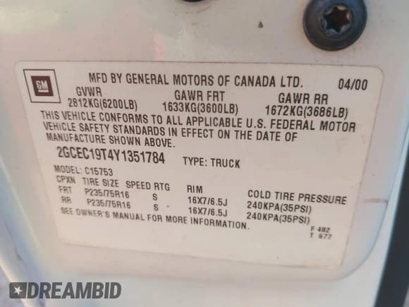 ✅ 2000 Chevrolet Silverado 1500 LS • VIN: 2GCEC19T4Y1351784 • Лот: 43633127. Опубликован ранее на IAAI с пробегом 178 504 миль. Бесплатный доступ к архиву аукционных продаж из США и подробный отчёт об истории автомобиля на DreamBid. Изображение 9.