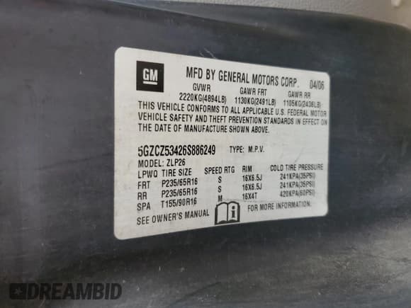 ✅ 2006 Saturn VUE • VIN: 5GZCZ53426S886249 • Lot: 42619475. Wystawiony na Copart z przebiegiem 250 707 mil. Bezpłatny archiwum sprzedaży aukcyjnych z USA i szczegółowy raport historii pojazdu na DreamBid. Zdjęcie 15.
