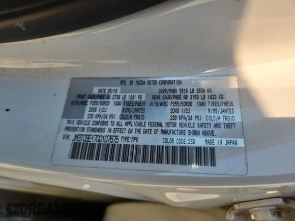 ✅ 2016 Mazda CX-9 Signature • VIN: JM3TCBEY7G0107675 • Lot: 90741805. Listed on Copart with 118,202 mi. Free auction sales archive from the USA and detailed vehicle history report at DreamBid. Image 13.