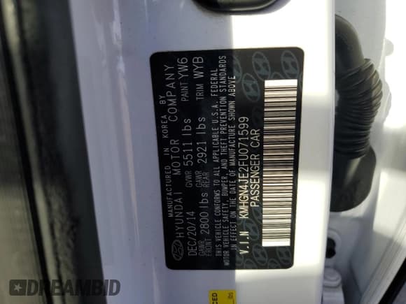 ✅ 2015 Hyundai Genesis 3.8L • VIN: KMHGN4JE2FU071599 • Lot: 46495095. Wystawiony na Copart z przebiegiem 92 581 mil. Bezpłatny archiwum sprzedaży aukcyjnych z USA i szczegółowy raport historii pojazdu na DreamBid. Zdjęcie 12.