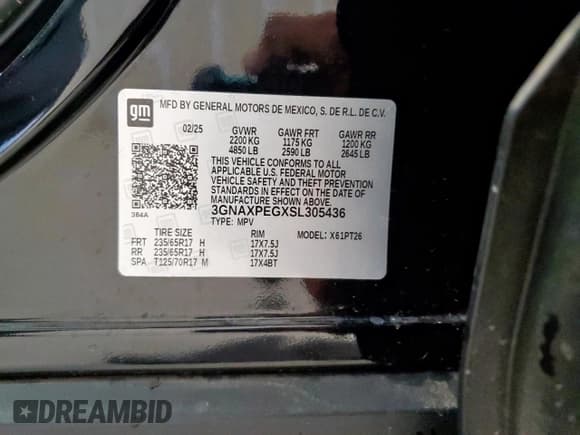 ✅ 2025 Chevrolet Equinox AWD LT • VIN: 3GNAXPEGXSL305436 • Lot: 67479035. Wystawiony na Copart z przebiegiem 8 291 mil. Bezpłatny archiwum sprzedaży aukcyjnych z USA i szczegółowy raport historii pojazdu na DreamBid. Zdjęcie 13.